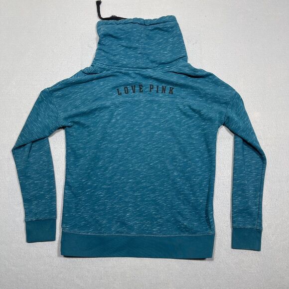 Pink Victoria Secret Sweater Women Size‎ Small Funnel Neck Sweatshirt Green - Picture 7 of 9